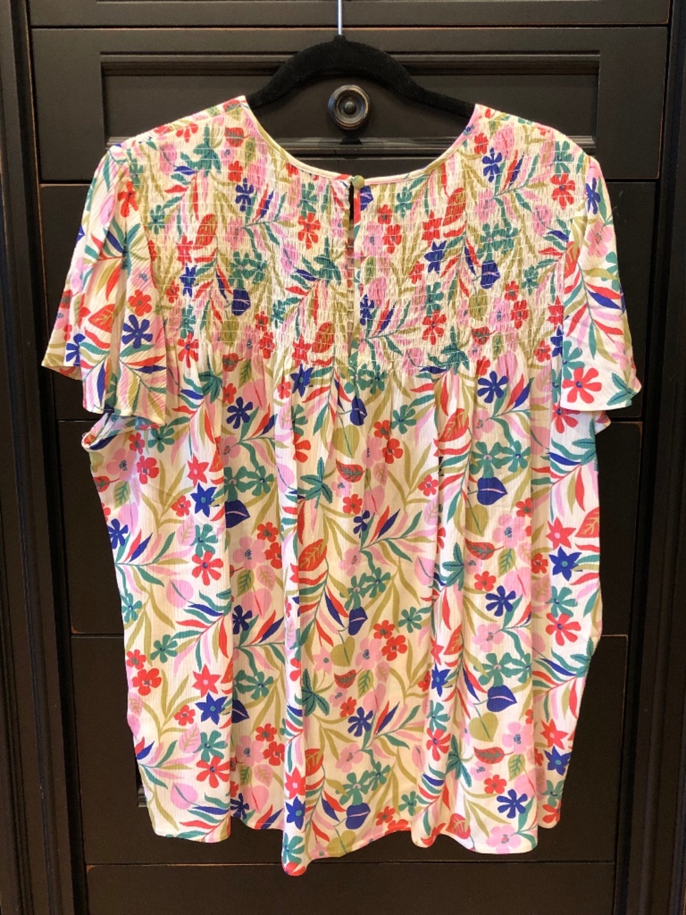 Boden Floral Flutter-sleeved Top, US Size 16-18 - Picture 4 of 8